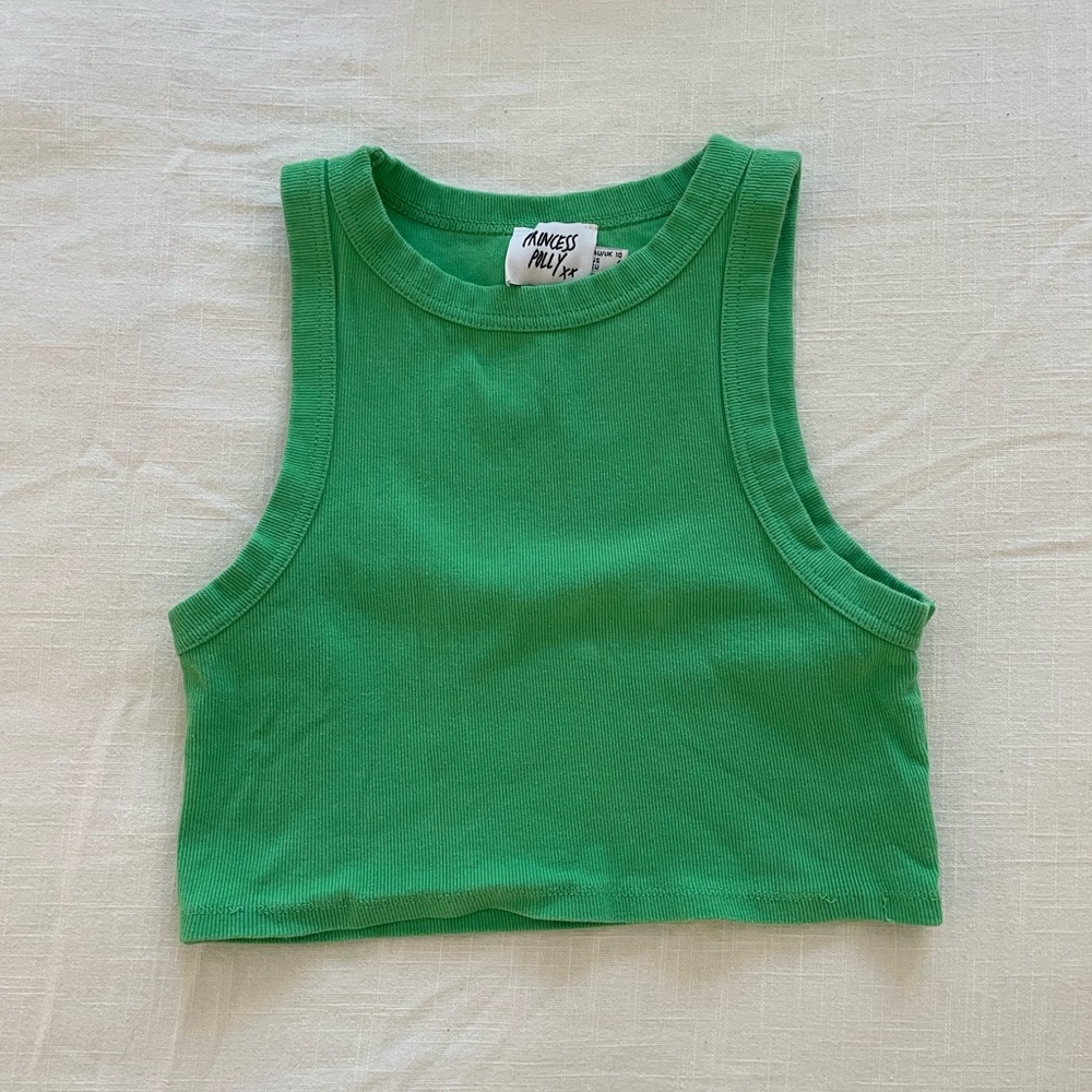 Princess Polly green crop top tank, size M
